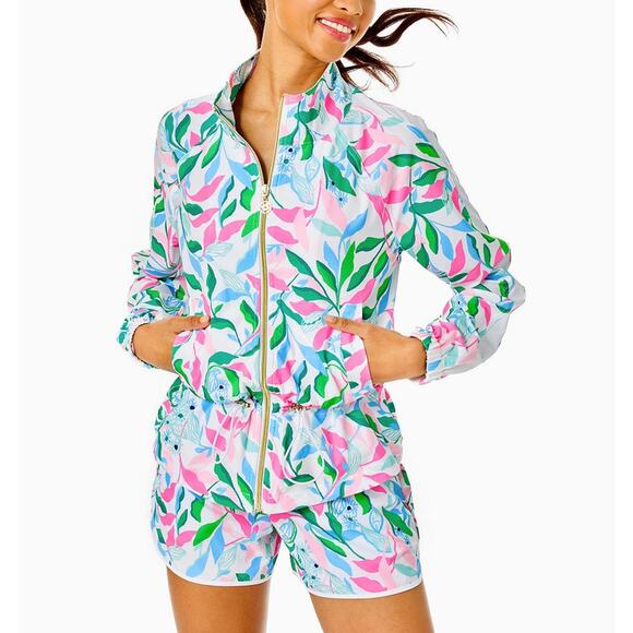 Lilly Pulitzer 'Upf 50+ Luxletic Islanna' Blue Polyester Performance Jacket - Picture 1 of 4